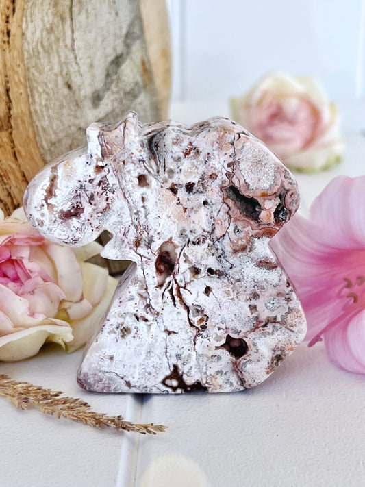 Pink Crazy Lace Agate Elephant with Druzy 2153
