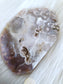 Delicate Flower Agate Geode Slab with Sparkling Pale Pink Amethyst Druzy