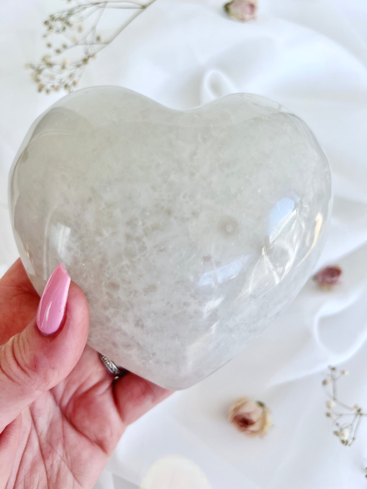 White Agate Geode Puffy Heart 4170