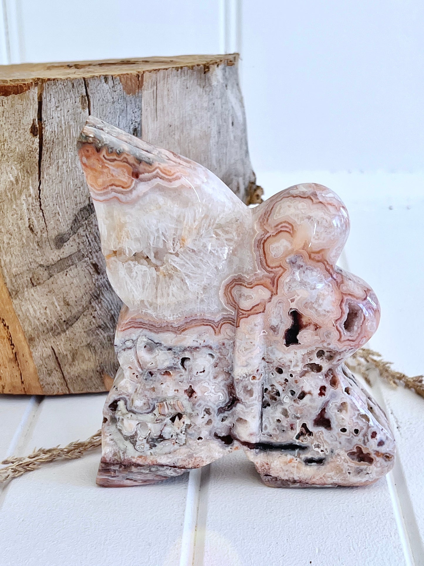 Pink Lace Agate Fairy with Druzy