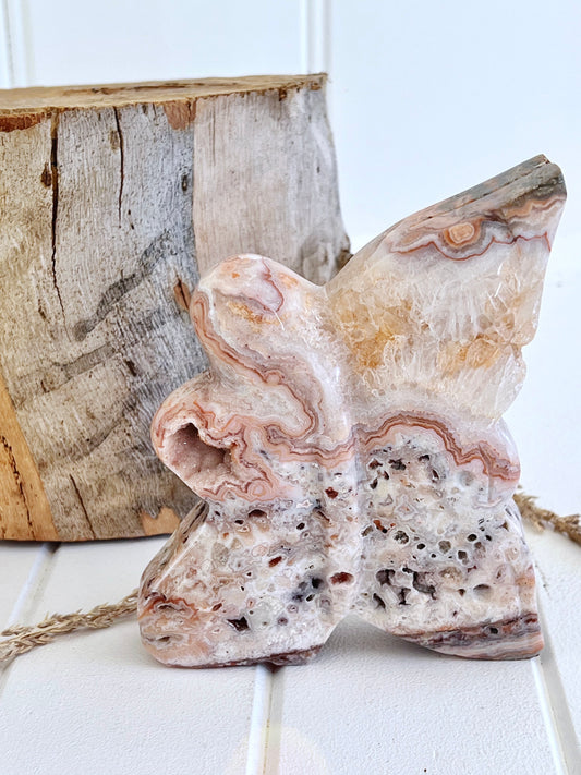 Pink Lace Agate Fairy with Druzy